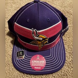 NFL Minnesota Vikings Breast Cancer Awareness Hat Reebok Sz L‎ / XL (NEW w tags)